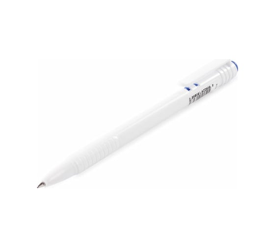 Автоматическая масляная шариковая ручка BRAUBERG Click White синяя, корпус белый, узел 1 мм, линия письма 0,5 мм 142713