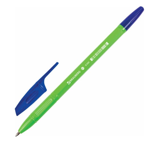 Шариковая ручка BRAUBERG X-333 Neon Solid синяя, корпус ассорти, узел 0,7 мм, линия письма 0,35 мм 142831