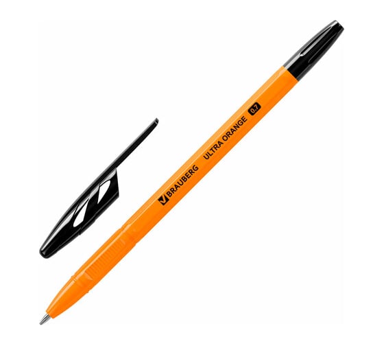Шариковая ручка BRAUBERG Ultra Orange черная, узел 0,7 мм 143563