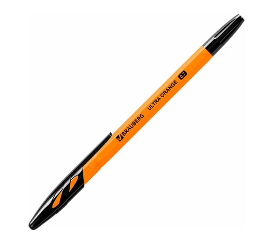 Шариковая ручка BRAUBERG Ultra Orange черная, узел 0,7 мм 143563