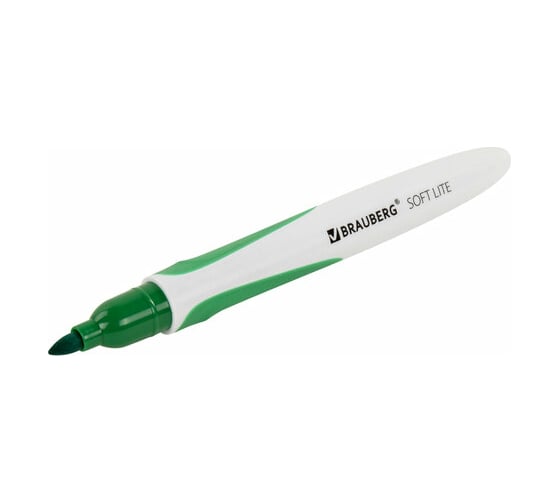 Маркер для белой доски BRAUBERG Soft Lite стираемый, зеленый, 3 мм, резиновая вставка 152106