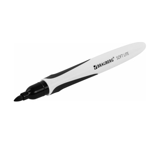 Маркер для белой доски BRAUBERG Soft Lite стираемый, черный, 3 мм, резиновая вставка 152103