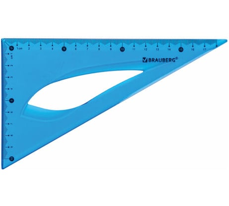 Пластиковый треугольник BRAUBERG Flex, угол 30, 18 см, гибкий, ассорти, европодвес 210677