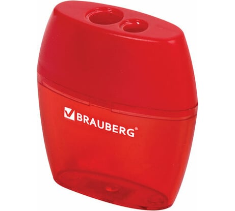 Точилка Diamond Dual BRAUBERG 2 отверстия для чернографитных карандашей (в том числе утолщенных), с контейнером, ассорти 12 шт 226941