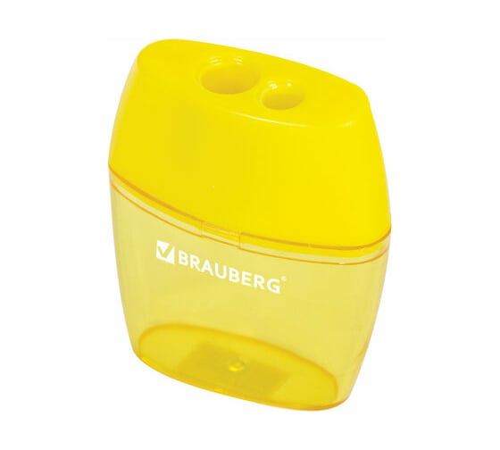 Точилка BRAUBERG Diamond Dual 2 отверстия для чернографитных карандашей (в том числе утолщенных), с контейнером, ассорти 226941