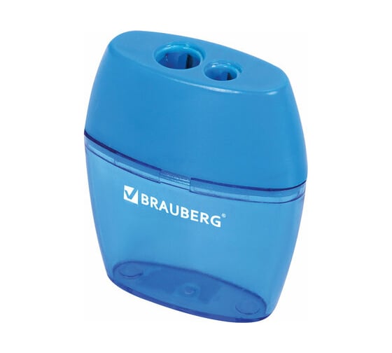 Точилка BRAUBERG Diamond Dual 2 отверстия для чернографитных карандашей (в том числе утолщенных), с контейнером, ассорти 226941