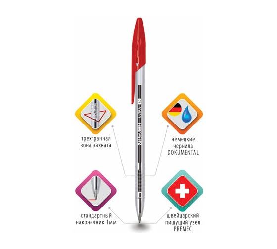 Шариковая ручка BRAUBERG Ultra красная, узел 1 мм 143560