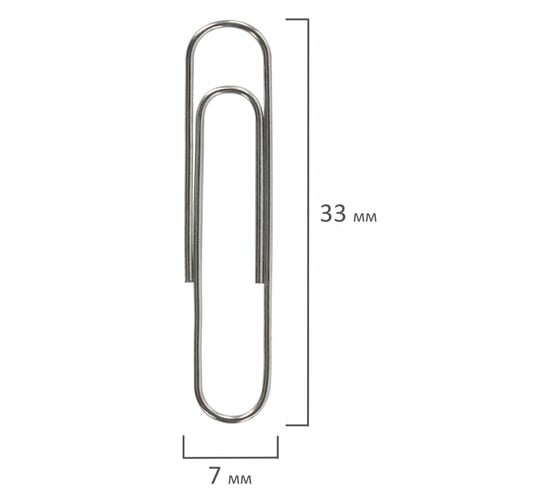 Скрепки BRAUBERG 33 мм, никелированные, 100 шт., в картонной коробке 270443