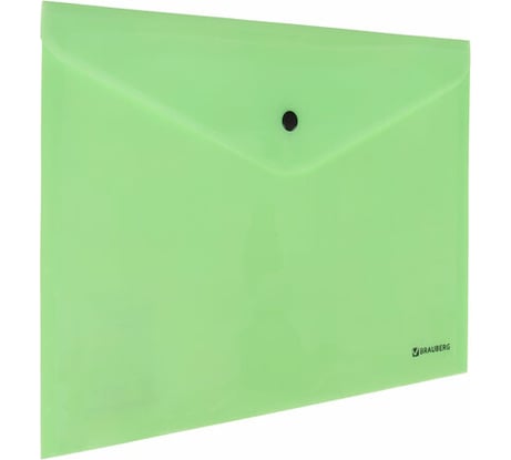 Папка-конверт с кнопкой Pastel BRAUBERG А4, до 100 листов, непрозрачная, мятная, 0.18 мм 10 шт 270477