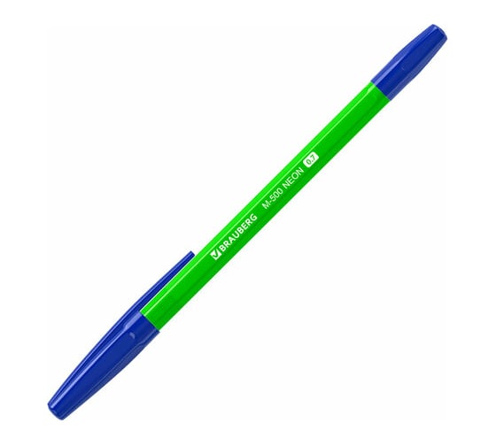 Шариковая ручка BRAUBERG M-500 Neon синяя, корпус ассорти, узел 0,7 мм, линия письма 0,35 мм 143452