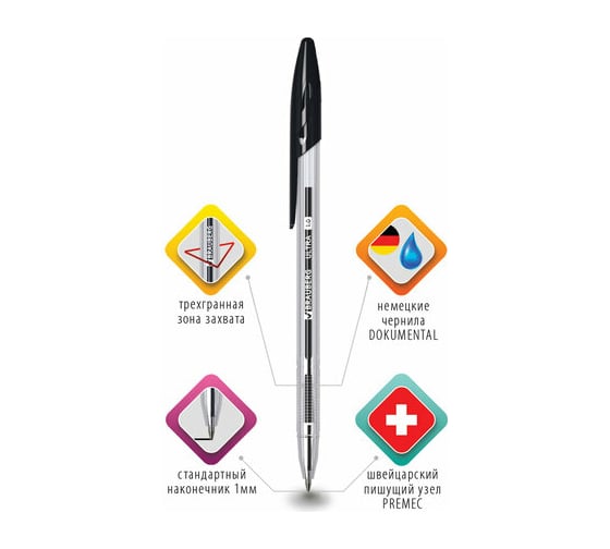 Шариковая ручка BRAUBERG Ultra черная, узел 1 мм 143559