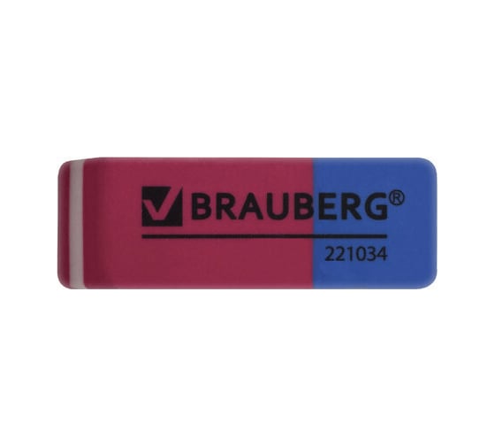 Ластик BRAUBERG Assistant 80, 41x14x8 мм, красно-синий, прямоугольный, скошенные края, 221034