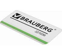 Ластик BRAUBERG Partner, 57x18x8 мм, белый, прямоугольный, скошенные края, 221036