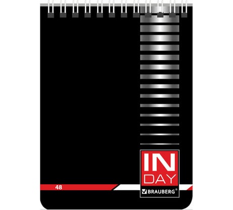 Блокнот Малый Формат (108x146 мм) А6 BRAUBERG, 48 л., гребень, мелованная картонная обложка, клетка, Inday, ассорти 4 шт 121721