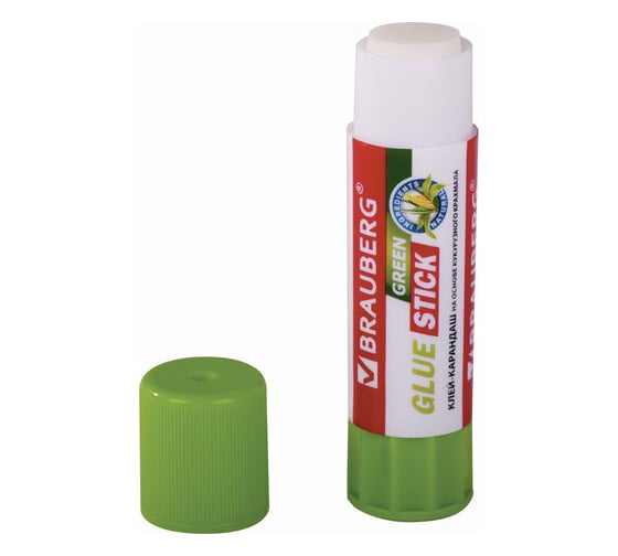 Клей-карандаш на натуральной основе BRAUBERG Green, 8 г, 270436