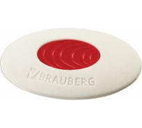 Ластик BRAUBERG Oval Pro, 40x26x8 мм, овальный, красный пластиковый держатель, 229560