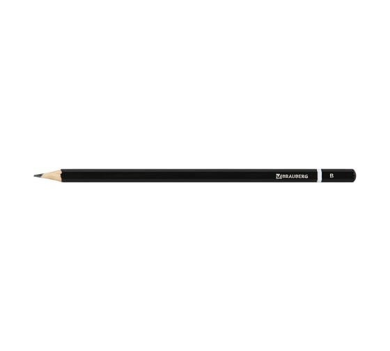 Чернографитный карандаш BRAUBERG, 1 шт., Touch line, В, корпус черный, заточенный, 180622