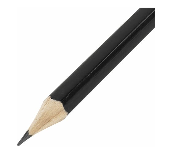 Чернографитный карандаш BRAUBERG, 1 шт., Touch line, В, корпус черный, заточенный, 180622