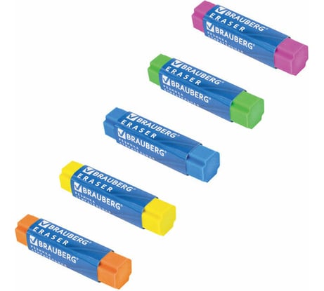 Ластик X-Erase BRAUBERG, 68x15x15 мм, цвет ассорти, экологичный Пвх 32 шт 228066