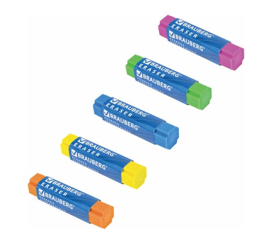 Ластик BRAUBERG X-Erase, 68x15x15 мм, цвет ассорти, экологичный Пвх, 228066