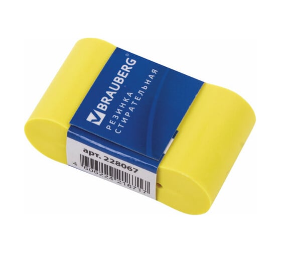 Ластик BRAUBERG Rainbow, 42x23x13 мм, цвет ассорти, картонный держатель, 228067