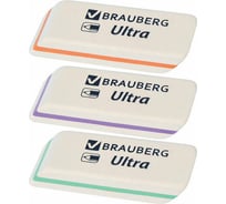Ластик Ultra BRAUBERG, 50x14x8 мм, белый, детали ассорти, натуральный каучук 40 шт 228704