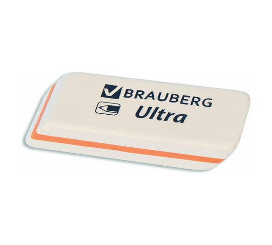 Ластик BRAUBERG Ultra, 50x14x8 мм, белый, детали ассорти, натуральный каучук, 228704