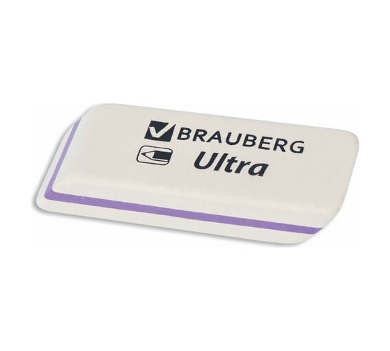 Ластик BRAUBERG Ultra, 50x14x8 мм, белый, детали ассорти, натуральный каучук, 228704