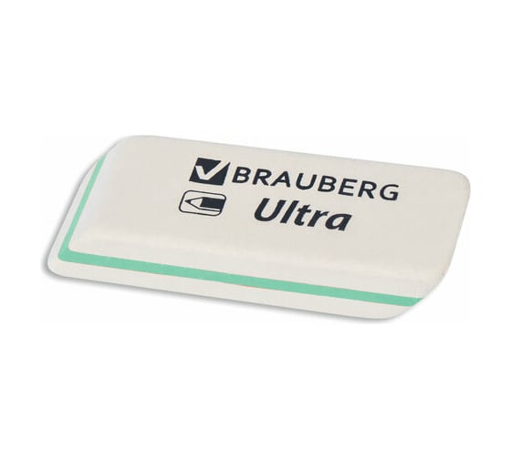 Ластик BRAUBERG Ultra, 50x14x8 мм, белый, детали ассорти, натуральный каучук, 228704