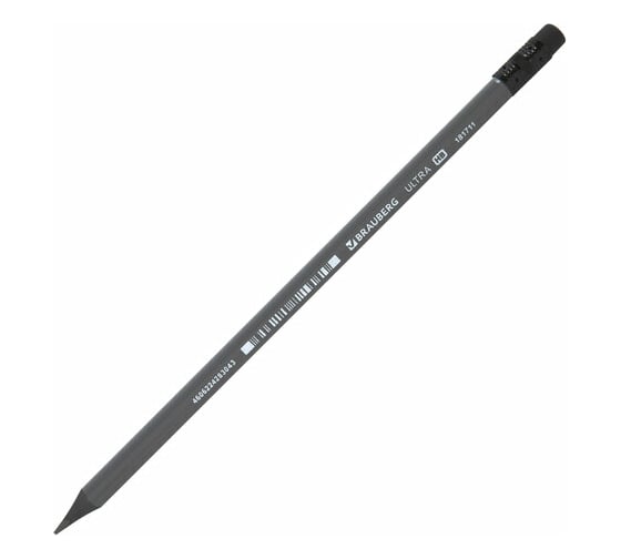 Чернографитный карандаш BRAUBERG Ultra, 1 шт., Hb, с ластиком, пластиковый, 181711