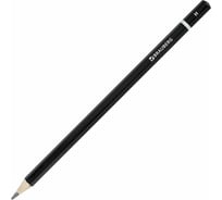 Чернографитный карандаш BRAUBERG, 1 шт., Touch line, Н, корпус черный, заточенный, 180625