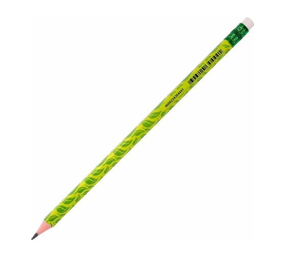 Чернографитный карандаш BRAUBERG Green, 1 шт., Hb, с ластиком, пластиковый, ассорти, 181746