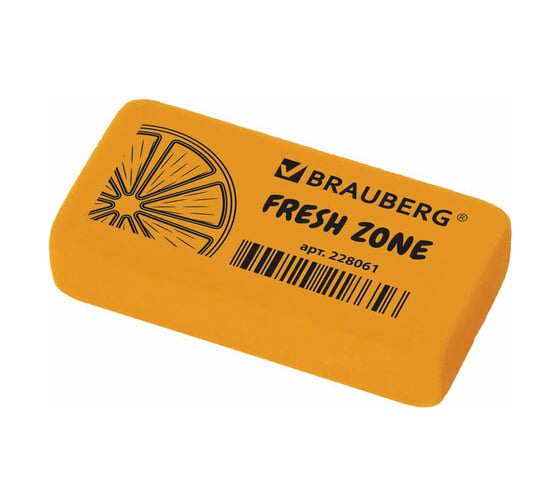 Ластик BRAUBERG Fresh Zone, 40x20x10 мм, цвет ассорти, прямоугольный, 228061