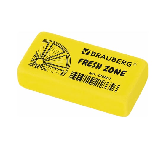 Ластик BRAUBERG Fresh Zone, 40x20x10 мм, цвет ассорти, прямоугольный, 228061