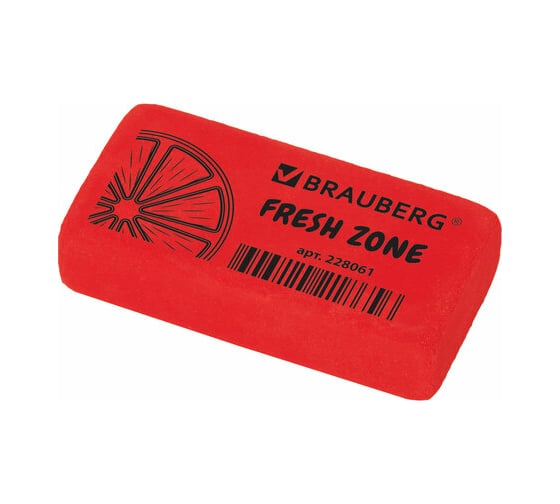 Ластик BRAUBERG Fresh Zone, 40x20x10 мм, цвет ассорти, прямоугольный, 228061