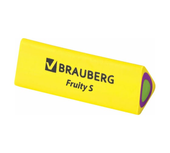 Ластик BRAUBERG Fruity S, 44x15x15 мм, цвет ассорти, треугольный, 228713
