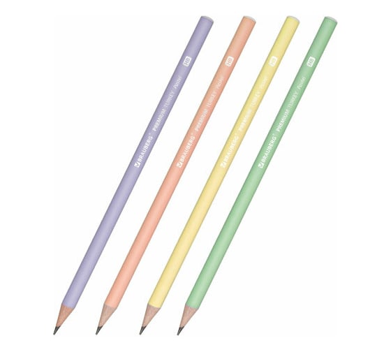Чернографитный карандаш BRAUBERG Premium Turkey, 1 шт., Pastel, Нв, ассорти, дисплей 181559