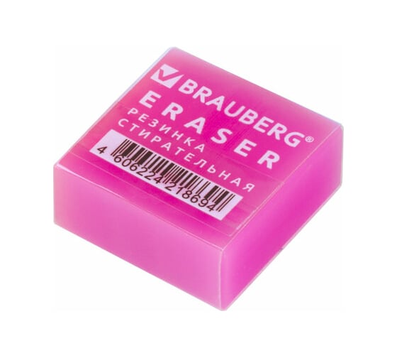 Ластик BRAUBERG E-Color, 28x28x12 мм, цвет Неон ассорти, экологичный Пвх, 228065