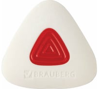 Ластик BRAUBERG Trios Pro, 36x36x9 мм, белый, треугольный, красный пластиковый держатель, 229559