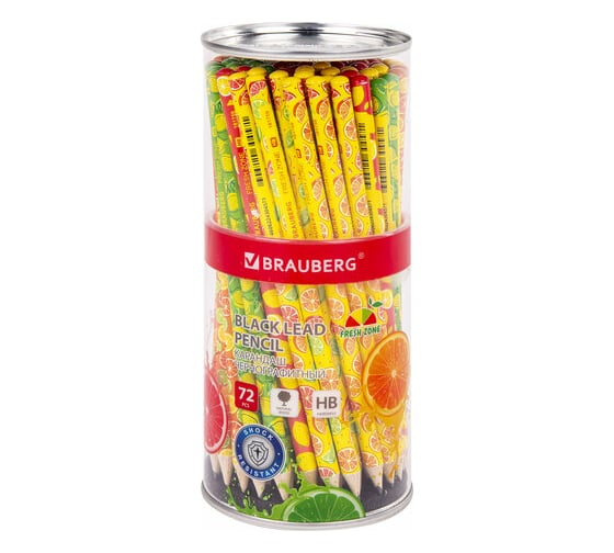 Чернографитный карандаш BRAUBERG Fresh Zone, 1 шт., Hb, корпус ассорти, 181759
