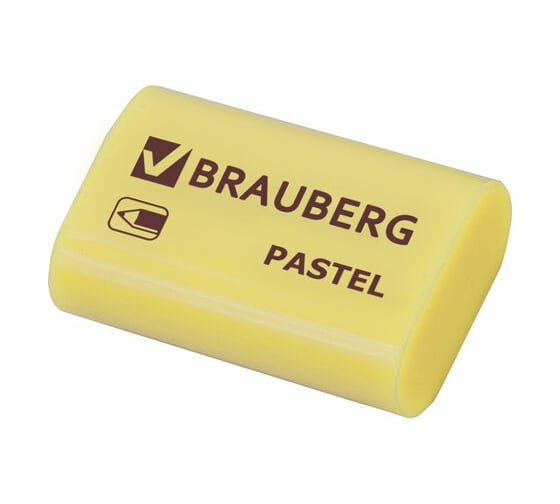 Ластик BRAUBERG Pastel, 37x24x11 мм, ассорти пастельных цветов, экологичный Пвх, 229582