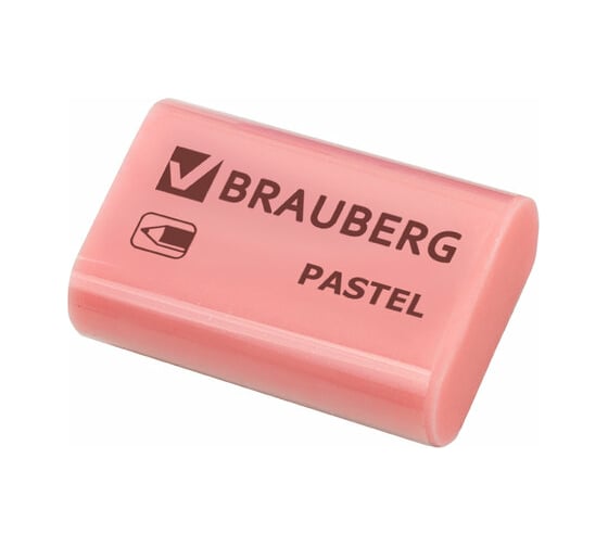 Ластик BRAUBERG Pastel, 37x24x11 мм, ассорти пастельных цветов, экологичный Пвх, 229582