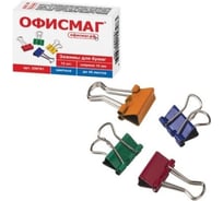 Зажимы для бумаг ОФИСМАГ Комплект 12 шт, 15 мм, на 45 листов, цветные, картонная коробка 226761