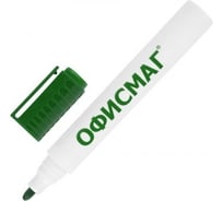 Стираемый маркер для белой доски ОФИСМАГ зеленый, круглый наконечник, 3 мм 152221