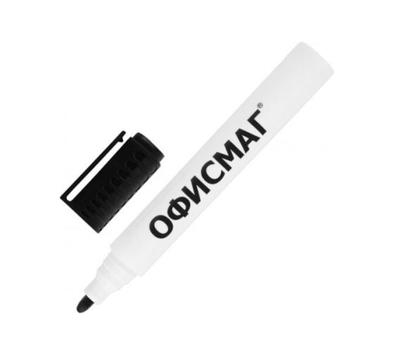 Стираемый маркер для белой доски ОФИСМАГ черный, круглый наконечник, 3 мм 152218 1