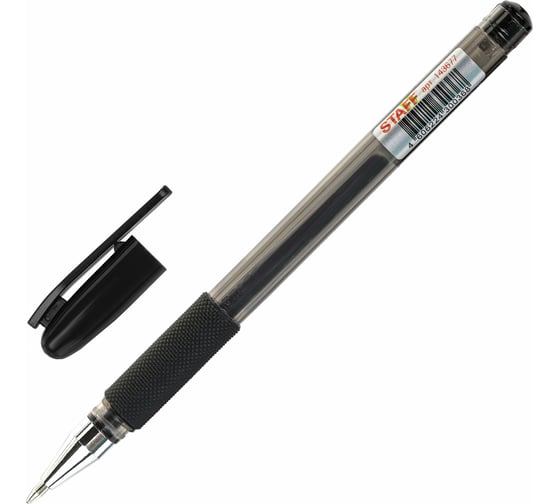 Гелевая ручка Staff Basic Gp-677 с грипом, черная, корпус тонированный, узел 0.5 мм, линия письма 0.35 мм 143677