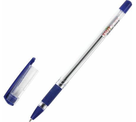 Масляная шариковая ручка Basic Obp-11 с грипом Staff, cиняя, узел 1 мм, линия письма 0.5 мм 12 шт 143744