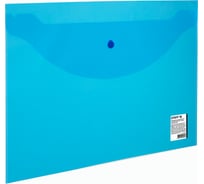 Папка-конверт Staff с кнопкой, А4, до 100 листов, прозрачная, синяя, 0.15 мм 270470