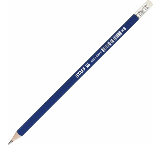 Чернографитный карандаш Staff Basic Blp-744, 1 шт, HB, с ластиком, пластик, корпус ассорти 181744