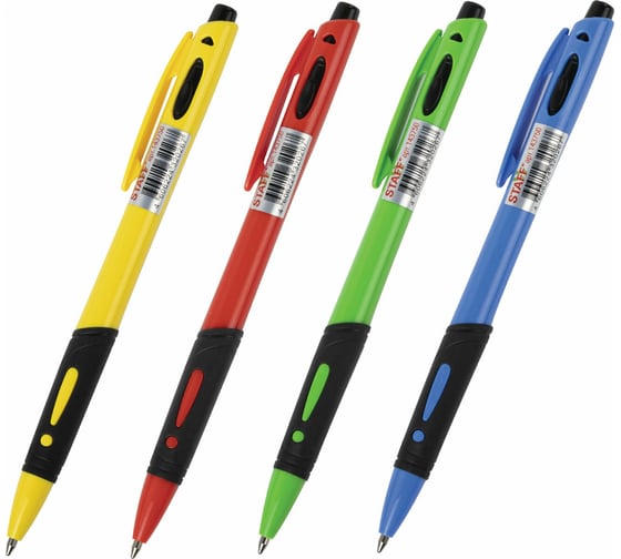 Автоматическая шариковая ручка Staff с грипом Bp-16 Neon, cиняя, ассорти линия письма 0.35 мм 143750 1